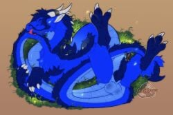 4_fingers 4_toes arthropod balls barbel_(anatomy) blue_body blue_fur blue_knot blue_mane blue_penis butterfly claws closed_eyes cocodrops_(artist) dragon eastern_dragon erection feet feral fingers flesh_whiskers fur furred_dragon furred_scalie genitals grass horn horn_jewelry horn_ring insects jewelry knot lepidopteran licking male mane mythological_creature mythological_scalie mythology penis plant ring_(jewelry) scales scalie self_lick solo tail tail_lick tail_mane tail_tuft toes tongue tuft ventral_scales whisker_tuft white_claws white_horn white_inner_ear
