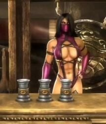 1girls breasts female female_focus female_only fit_female game_screenshot large_breasts longer_than_10_seconds mask medium_hair mileena mileena_(mk9) mortal_kombat mortal_kombat_(2011) mouth_mask shorter_than_30_seconds slim_waist solo solo_female tagme video