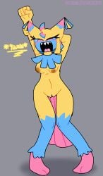 bad_anatomy canelitabunny dandy's_world female female_only humanoid naked naked_female open_mouth pinata tears tongue yatta_(dandy's_world) yawn yawning