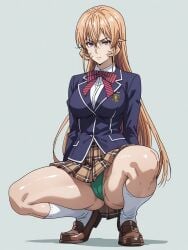 ai_generated attractive blodne_hair female loafers loose_socks nakiri_erina panties shokugeki_no_souma thick_thighs thong upskirt