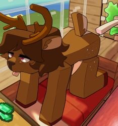 1:1 2025 2d_animation all_fours ambiguous_anthro ambiguous_gender ambiguous_penetration animated anthro antlers bed deer digital_media_(artwork) frame_by_frame fucking_machine fur furniture hair hi_res horn loop machine male_(lore) mammal microsoft minecraft minecraft_sheep_fucker mojang penetration piston solo sticky_piston tail tongue tongue_out virgil_(virgil_deer) xbox_game_studios yellowparrottw