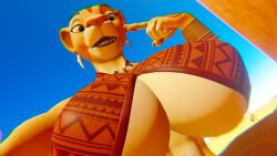 3d anthro big_breasts earrings female furry lion nala nala_(the_lion_king) open_mouth poking sloppydragons solo tagme the_lion_king underboob vrchat