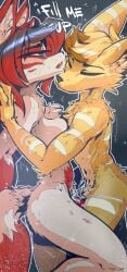 anthro blonde_hair blue_eyes bodily_fluids breasts canid canine chest_tuft closed_eyes cum cum_in_pussy cum_inside cum_request cumshot duo ejaculation explicitly_stated_consent female female_penetrated fur genital_fluids hair hi_res lombax male male/female male_penetrating male_penetrating_female mammal penetration penile penile_penetration penis_in_pussy ratcha ratchet_and_clank red_hair sex sony_corporation sony_interactive_entertainment sweat tuft vaginal_penetration vaginal_penetration white_body white_fur yellow_body yellow_fur