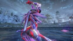 curvaceous forest night_sky pond posing warframe wisp_(warframe) witch