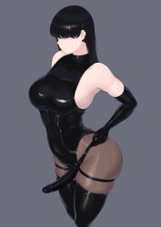 big_breasts black_clothes black_hair black_hair_female breasts clothed clothed_female female female_focus female_only goodwell large_boobs large_breasts light-skinned_female light_skin long_hair long_hair_female looking_forward pale-skinned_female pale_skin solo solo_female solo_focus strap-on