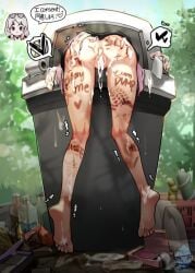 1girls cum cum_drip cum_dump cum_in_ass cum_in_pussy cum_inside female solo tagme text trash trash_can