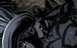 anal anthro ass bent_over black_body black_fur bodily_fluids butt_grab canid canine canis claws duo felid fluffy fluffy_tail fur genitals grey_body grey_fur hand_on_butt humanoid_genitalia humanoid_penis imminent_anal imminent_sex inubikko kemono leopard male male/male mammal motion_lines muscular muscular_anthro muscular_male nipples nude nude_anthro nude_male pantherine penis scar scars_all_over sex sweat sweatdrop tail toe_claws wolf