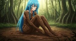 ai_generated breasts covered_in_mud female female_only mud muddy nai_diffusion naked nude oc original original_character solo stable_diffusion tagme