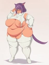 1girls 2024 animal_ears areolae armwear asaragi bbw belly big_areola big_belly big_breasts big_thighs blush blush_lines blushing bottomwear breasts chubby chubby_female commission embarrassed eyebrows_visible_through_hair eyelashes fat female female_only front_view full_body functionally_nude glasses huge_breasts large_areolae large_ass legwear love_handles medium_hair miqo'te nipples no_bra no_panties original original_character overweight overweight_female panties partially_clothed plump png purple_eyes purple_hair skindentation solo solo_female tail tan_skin thick_legs thick_thighs thunder_thighs topwear underwear venus_body wardrobe_malfunction white_background wide_hips