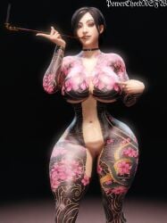 ada_wong big_ass big_breasts breasts female ink muscular muscular_female powerchordnsfw resident_evil tattoo thick_thighs voluptuous voluptuous_female