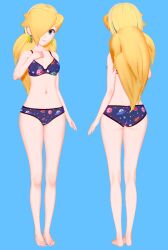 blonde_hair childish_bra childish_panties earrings mario_(series) nintendo pichu_the_pantser pinup princess_rosalina print_bra print_panties