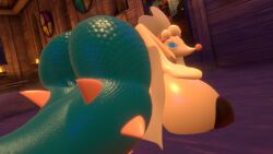 3d anthro furry huge_ass huge_breasts laying_down laying_on_stomach looking_back lying lying_down pokemon pokemon_(species) primarina sloppydragons tagme vrchat