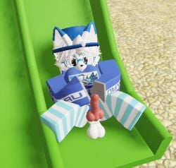3d balls breasts canine canine_penis clothed clothing femboy fox furry futanari j6developer kitsune knot mammal penis roblox roblox_avatar solo