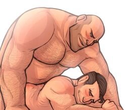 anal anal_sex arm_hair bald bald_male bara barazoku blush canon_couple chest_hair couple from_behind gay gay_sex happy_sex heavy_(team_fortress_2) heavy_weapons_guy human_only implied_sex iqrachi licking_lips male male/male male_only medic_(team_fortress_2) nude nude_male old_man old_man_yaoi older_male pleasure_face team_fortress_2 wholesome yaoi