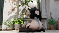 3d android ass_focus huge_ass lapis_lazuli002 nier:_automata white_hair