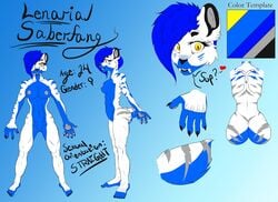 1girls 2017 abs anthro ass biped blue_hair breasts character_sheet digital_media_(artwork) feet feline female front_view fur hair harmonydescent hi_res looking_at_viewer mammal muscular nipples nude open_mouth pussy sabertooth_(disambiguation) simple_background smile solo standing striped_fur stripes tiger white_fur