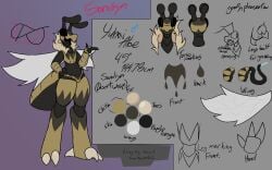 2_fingers absurd_res anthro arthropod arthropod_abdomen brown_body casualredjerk description exoskeleton fangs fingers fur hi_res hymenopteran insect_wings insects male model_sheet signature solo teeth text tongue wasp wings yuhai_atae_(casualredjerk)