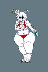 bear_ears bear_paw bear_paws bee big_ass big_breasts black_eyes breasts chubby_female cola fat_ass funamusea gojisapien ice_scream nervous open_eyes red_bikini rocma short_hair sweat thick_thighs white_hair white_skin