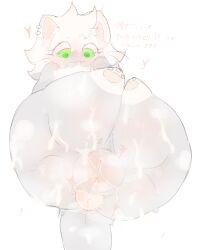 absurd_res anus ass blush bodily_fluids cum cum_on_butt cum_on_face domestic_cat drooling ear_piercing ear_ring felid feline felis female feral fluffy fluffy_chest genital_fluids genitals heart_symbol hi_res ijijil lying mammal musk on_back pawpads piercing plump_labia pussy pussy_juice_string ring_piercing saliva solo tears tears_of_pleasure text vaginal_fluids