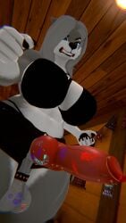 1futa 3d angry anthro big_breasts big_penis canid canine_penis from_below furry futanari kiss_mark kiss_mark_on_penis knot knotted_penis looking_at_viewer looking_down penis_piercing piercing sloppydragons solo tagme underwear vrchat wide_hips