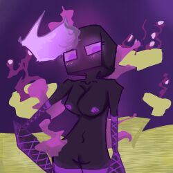 black_background black_body enderman enderwoman minecraft purple_eyes purple_hair small_boobs