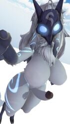 1futa 3d anthro big_breasts breasts furry futanari intersex kindred league_of_legends looking_at_viewer mask nude sloppydragons solo tagme vrchat vrchat_penis white_body white_fur