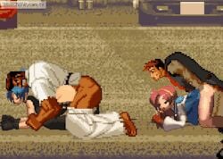 2boys 2girls anal anal_sex anal_sex athena_asamiya doggy_style doggy_style kim_dong_hwan king_of_fighters king_of_fighters_xiii leona_heidern m.u.g.e.n marco_rodriguez_(snk) orgy orgy_sex pants_around_one_leg pants_down psycho_soldier school_uniform schoolgirl seifuku snk