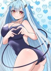bemani blush curvy heart heart_hands ichika_(bemani) large_ass large_breasts seductive smile thick_thighs twisted_torso voluptuous wide_hips