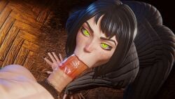 animated apulaz black_hair blowjob blowjob_face gif green_eyes original original_character tagme