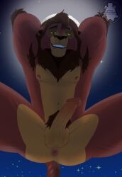 anthro anus ass balls bara cartoon cock dick disney drawing furry gay himbo hunk kovu kovu_(the_lion_king) lion male moon night nsfw penis pinup porn riley_morningstar sexy solo stud the_lion_king the_lion_king_ii:_simba's_pride tlk