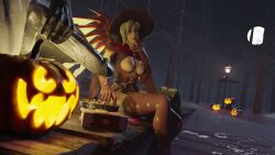 1girls 3d alternate_costume angela_ziegler areolae big_breasts blizzard_entertainment breasts breasts_out edit exposed_breasts female female_focus female_only halloween holidays mercy nipples overwatch solo walrider witch witch_hat witch_mercy xordel