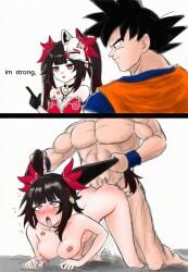 artist_request backshots crossover defeated defeated_heroine dragon_ball fucked_from_behind fucked_senseless fucked_silly honkai:_star_rail instant_loss_2koma raped son_goku sparkle_(honkai:_star_rail) speech text