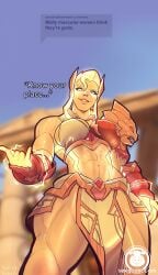 1girls 2d abs dark-skinned_female female female_only junker_queen know_your_place looking_at_viewer meme mildly_muscular_woman muscular muscular_female odessa_stone overwatch overwatch_2 solo thick_thighs zeus_junker_queen