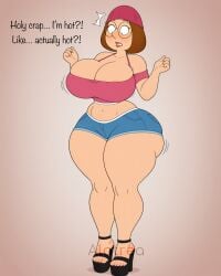 ai_generated alatrea bursting_breasts cleavage_overflow curvaceous curvy family_guy high_heels huge_breasts huge_hips huge_thighs large_breasts looking_down_at_self meg_griffin solo_female thick_calves thick_hips thick_legs thick_thighs voluptuous wide_hips