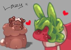 animal_pussy blush breeding cosmo_(dandy's_world) crying cum cuntboy cute_face eyes_closed gay grey_background heart intersex lazy pet sexual_assault smirking sprout_(dandy's_world) sweat