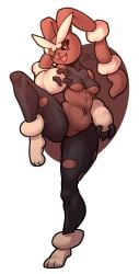 1girls female furry furry_female furry_only game_freak kicking lopunny mega_evolution mega_lopunny nintendo pokemon pokemon_(species) ripped_clothing risuu thick_thighs underboob wink