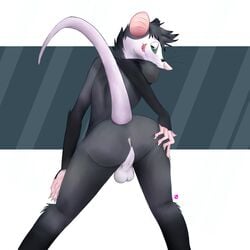 2017 absurd_res anthro anus ass backsack balls cum cum_from_ass digital_media_(artwork) hi_res leaking looking_at_viewer male male_only mammal marsupial opossum perineum presenting presenting_hindquarters raised_tail schizy solo spread_ass spreading