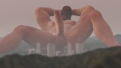 armpits arms_behind_head city cityscape cock deadpool dick erection giant giant_male hands_behind_head macro macrophilia male male_only mask masked masked_male naked nude solo solo_male spread_legs tagme