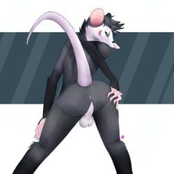 2017 absurd_res anthro anus ass backsack balls digital_media_(artwork) hi_res looking_at_viewer male male_only mammal marsupial opossum perineum presenting presenting_hindquarters raised_tail schizy solo spread_ass spreading