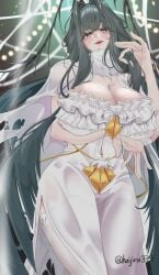 1woman black_hair breasts card cleavage curvy_female curvy_milf curvy_woman delirium delirium_silbyx dress haijiru334 huge_breasts human humanoid large_breasts long_dress long_hair milf natural_breasts taller_woman voluptuous_female watermark white_dress yu-gi-oh! yu-gi-oh!_duel_monsters