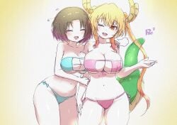 2girls big_breasts bikini elma_(dragon_maid) kobayashi-san_chi_no_maidragon miss_kobayashi's_dragon_maid ozrereresan swimsuit tagme tohru_(dragon_maid)