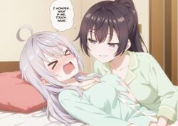 2girls ai_generated alisa_mikhailovna_kujou english_text female female_only russian suou_yuki text tokidoki_bosotto_russian_de_dereru_tonari_no_alya-san yuri yuri