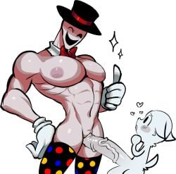 big_chest big_dom_small_sub big_nipples big_pecs big_penis bowtie cuntboy flanco furry gay gloves hat hearts_around_head humanoid penis_in_pussy small_top small_top_big_bottom socks splendorman thumbs_up trans_man white_body