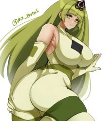 big_ass big_breasts cookie_run cookie_run_kingdom green_hair green_tea_mousse_cookie mx_pyuta1 solo_female