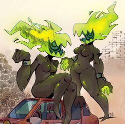2026 2girls anthro breasts chains female hi_res horror_(nuclear_throne) mutation nuclear_throne radiation sharp_teeth sitting standing thighs yolkwyte