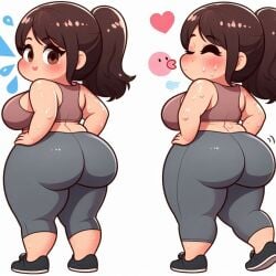 1girls ai_generated ass curvy_female dat_ass fat fat_ass female yoga yoga_pants