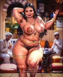 ai_generated arabian arabian_female armpit_hair aunty bbw belly_dancer chubby curvy indian indian_female jewelry milf natural_breasts nipple_piercing nude pubes pubic_hair rasigunn rasigunn_digitalart sexy