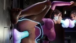 1female 1girls 3d animated chiyo1000nights cyberpunk_2077 dildo dildo_in_mouth dildo_in_pussy dildo_insertion dom3d double_penetration female opennsfwsp panam_palmer solo solo_female spitroast tagme video