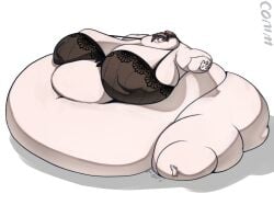 1girls blob bra brown_hair carmen_(lobotomy_corporation) female foriforeigner lobotomy_corporation obese obese_female project_moon