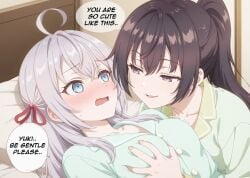 2girls ai_generated alisa_mikhailovna_kujou english_text female female_only russian suou_yuki text tokidoki_bosotto_russian_de_dereru_tonari_no_alya-san yuri yuri